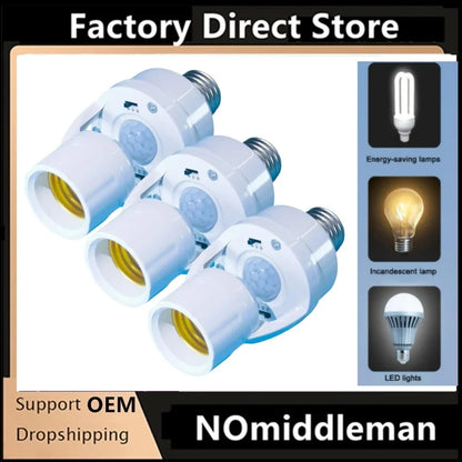 1/2/3PCS PIR Motion Sensor Lamp Holder E27 Smart Light Bulb Holder Adapter Auto On/Off Motion Light Socket For Porch Staircase Beauty Trend Shop