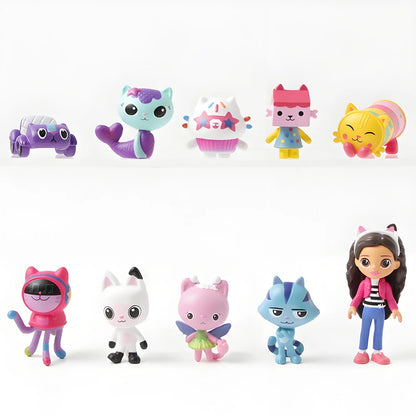 NEW 10pcs Anime Figure Toy Gab Smiling Car Cat Hug Dolls Mercat Cartoon Birthday Gift Beauty World Shop
