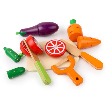 Simulation Kitchen Pretend Toy Wooden Classic Game Montessori Educational Toy For Children Kids Gift Cutting Fruit Vegetable Set Beauty World Shop
