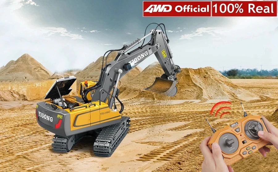 4WD Remote Control Excavator 4x4 Alloy Dump Truck Bulldozer Radio Model RC Car Construction Vehicle Toy Children Kids Gifts Beauty World Shop