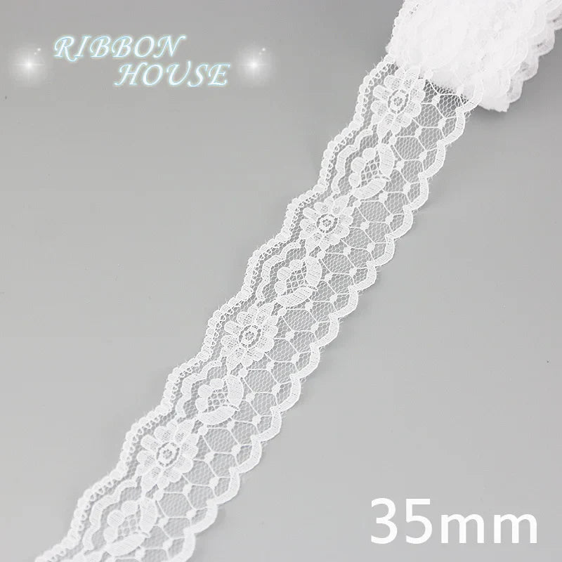 (5 yards/roll) white Lace ribbon fabric Webbing Decoration Lovely gift packing polyester Material Home Accessories Store