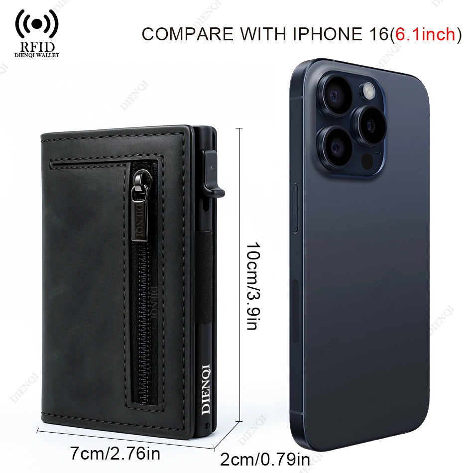 Anti-theft Credit Card Holder Men Wallets Rfid Blocking Aluminum Leather Pop Up Minimalist Wallet Cardholder Wallets for Men Beauty World Shop
