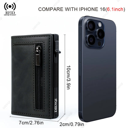 Anti-theft Credit Card Holder Men Wallets Rfid Blocking Aluminum Leather Pop Up Minimalist Wallet Cardholder Wallets for Men Beauty World Shop
