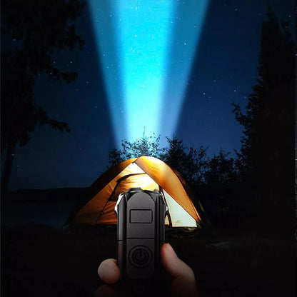 Portable LED Flashlight ABS Strong Light Focusing Flashlight USB Rechargeable Outdoor Home Strong Light Searchlight Waterproof Beauty World Shop