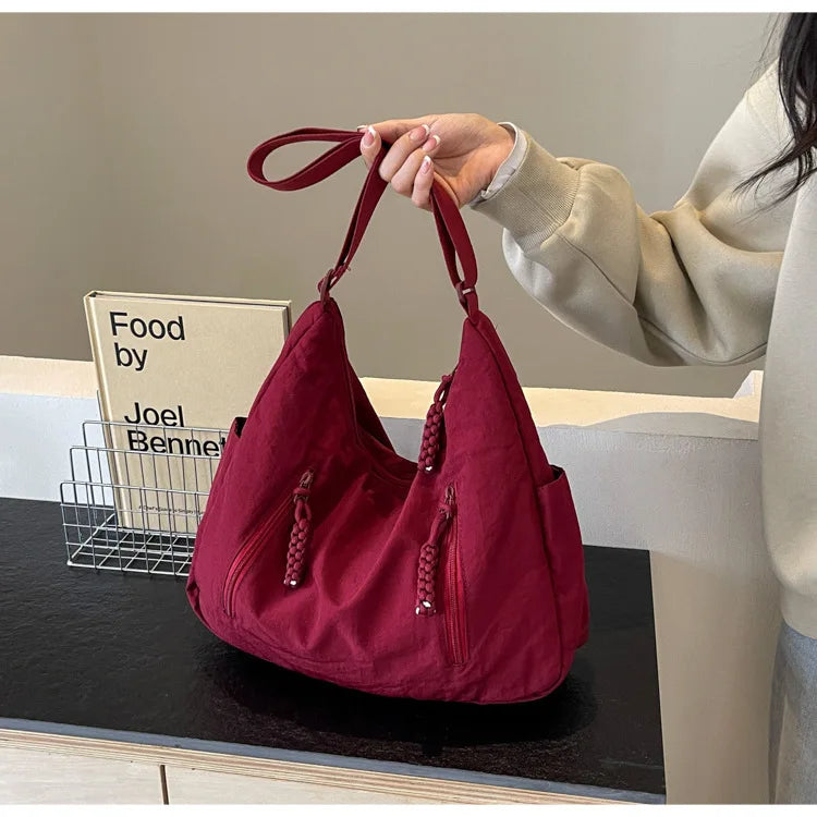 Trendy Women's Soft Cloth Shoulder Bag Solid Color Student 2026 Spring Y2k Casual Style Big Handbags Crossbody Bags for Women Beauty World Shop