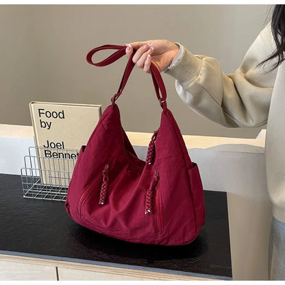 Trendy Women's Soft Cloth Shoulder Bag Solid Color Student 2026 Spring Y2k Casual Style Big Handbags Crossbody Bags for Women Beauty World Shop