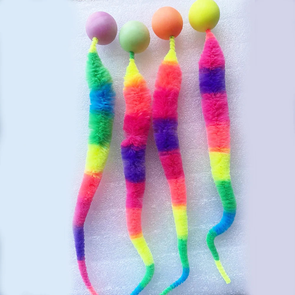 Cat interactive toys Tickle Cat Colorful bouncing ball Pet supplies Puzzle teasing indoor cat worm caterpillar elastic toy Beauty World Shop