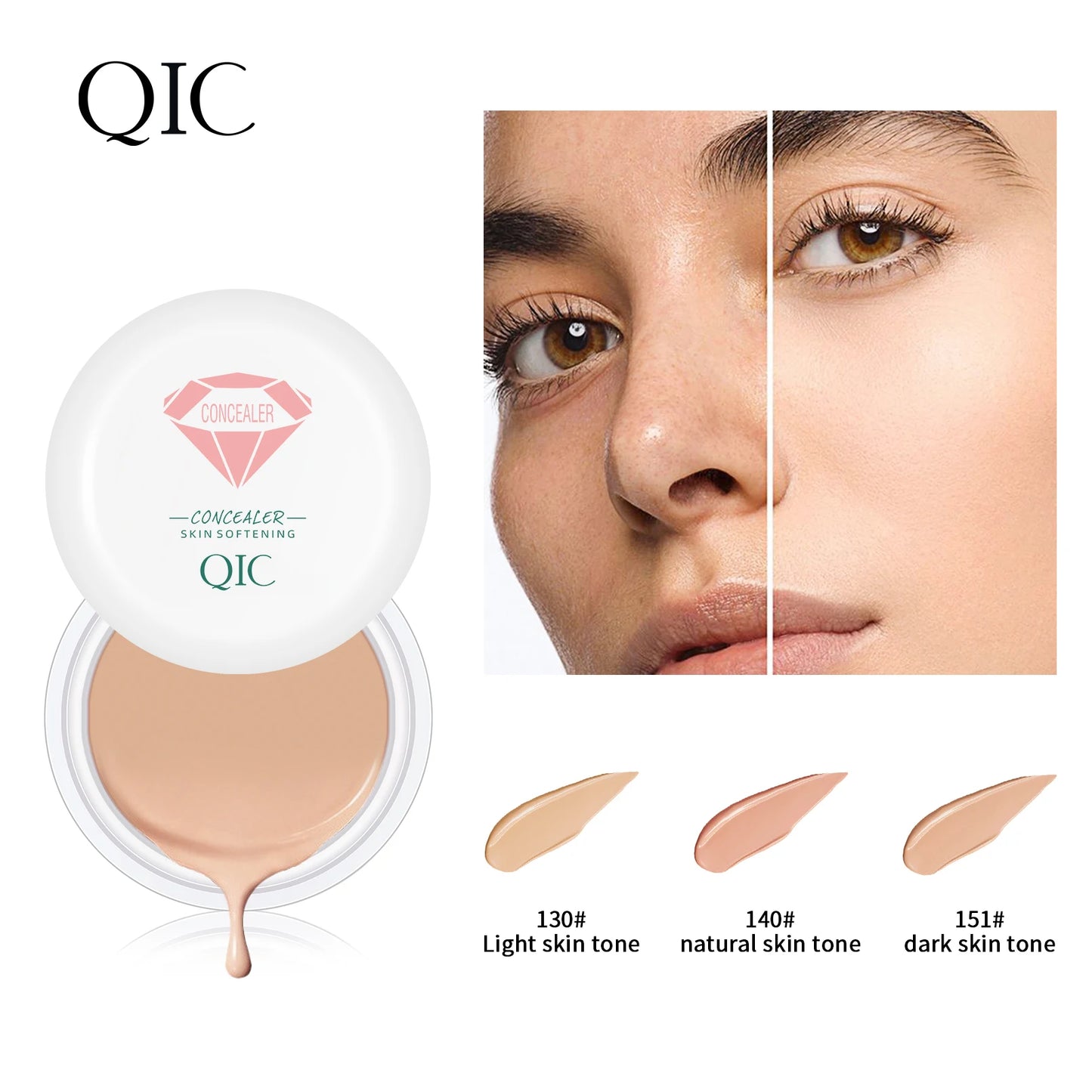QIC Waterproof & Sweatproof Concealer Cream - Tattoo coverage, Long-Lasting Foundation, Natural,Full coverage, All Skin Types Beauty World Shop