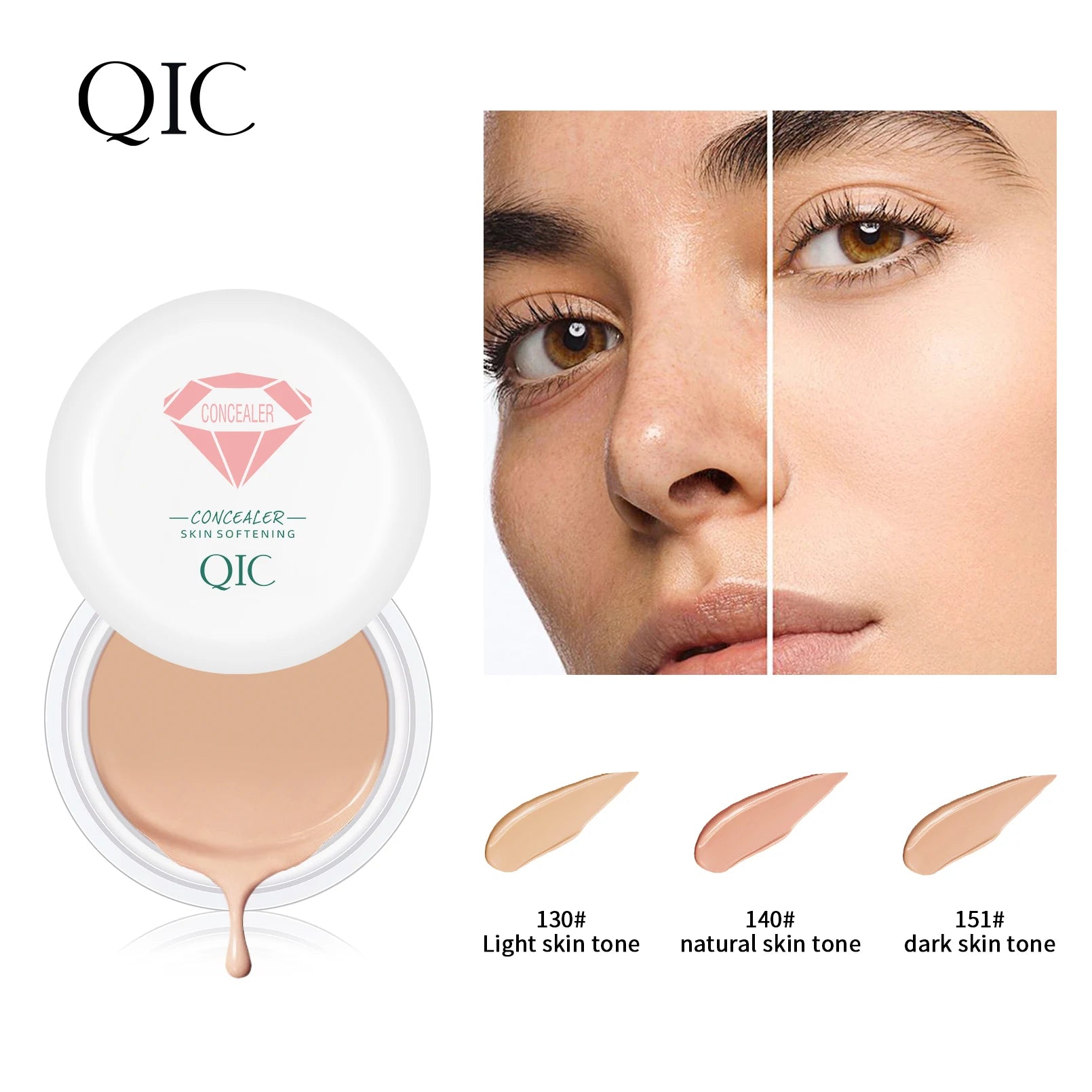 QIC Waterproof & Sweatproof Concealer Cream - Tattoo coverage, Long-Lasting Foundation, Natural,Full coverage, All Skin Types Beauty World Shop