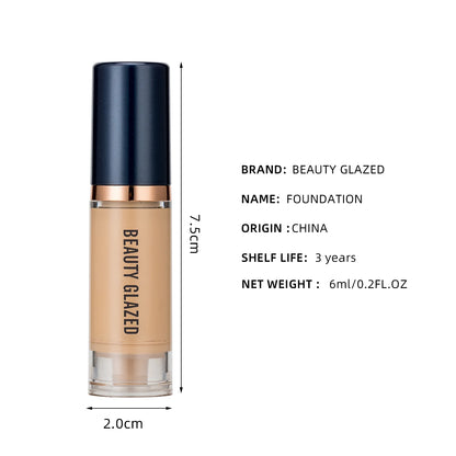 BEAUTY GLAZED 6 Color Liquid Foundation,Full Coverage, Long-Lasting, Waterproof, Natural Effect,Hydrating Beauty Fashion