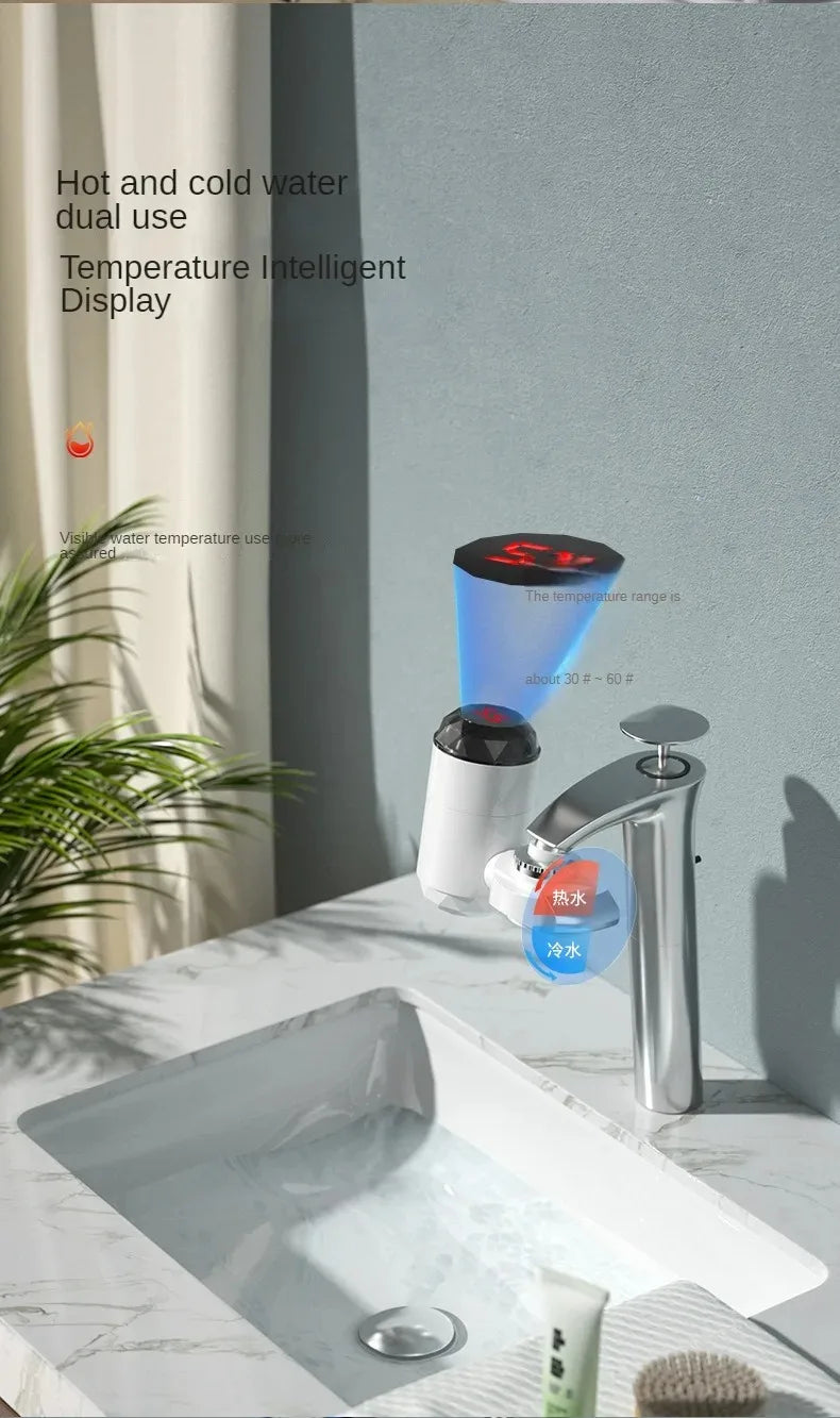 3000W Instant Hot Water Heater Faucet Tankless with Temperature Display and Hot Cold Tap for Kitchen Sink Beauty World Shop
