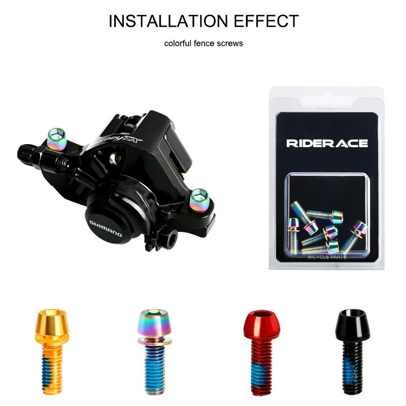 6 Pcs Bicycle Disc Brake Caliper Bolt Clamp Fixed Screws M6*18MM Titanium-plated Colorful Stainless Steel For MTB Mountain Bike Beauty World Shop
