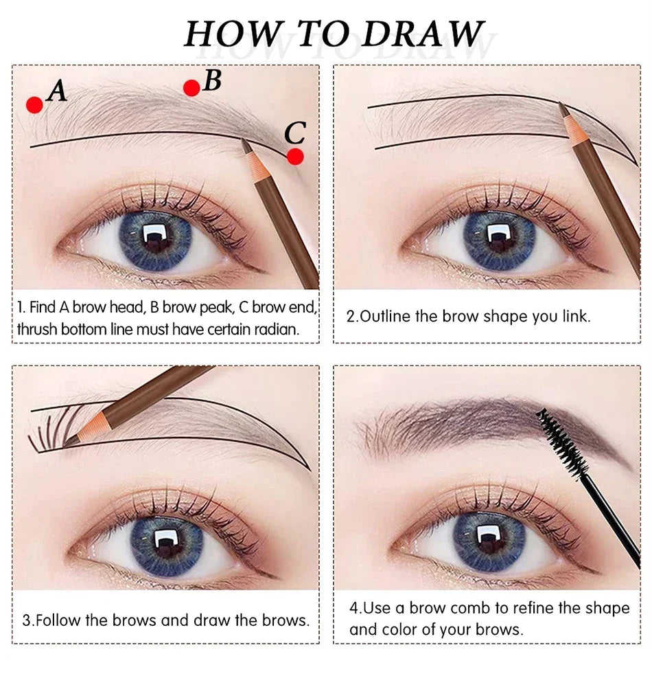 5pcs Professional Microblading Pencil Permanent Eyebrow Pencil Tattoo Waterproof Art Tint Makeup Eye Brow Pen Enhancers Cosmetic Beauty Trend Shop