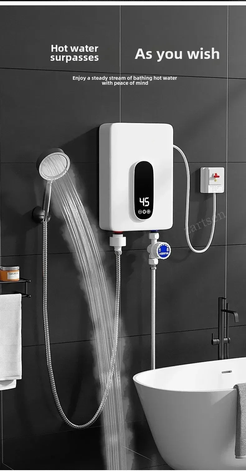 220V Instant Hot Water Heater Tankless Electric Compact for Bathroom Toilet Energy Saving On-Demand Solution Beauty World Shop