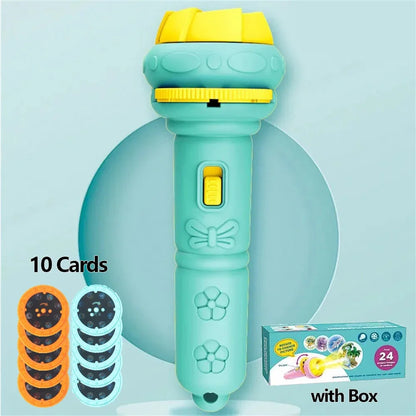 10 Cards Cartoon Projection Flashlight 80 Patterns Creative Children Flashlight Toy Projector Baby Toys Bedtime Story Book Toy Beauty Fashion