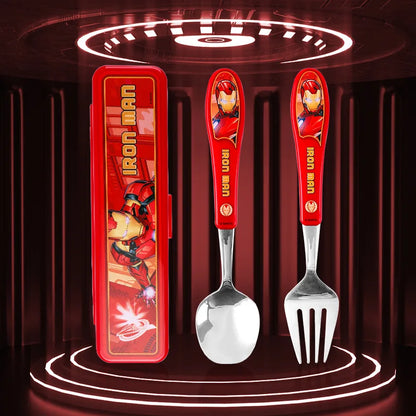 2pcs Superhero Spiderman Cartoon toy Tableware Spoon Cross Fork Soup Spoon Set Dining Lunch Hulk Anime Figures Party kids Toys Beauty World Shop
