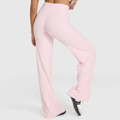 NCLAGEN SoftMotion Straight Leg Bottoms Women's Mid-Waist Yoga Pants GYM Leggings Naked Feel Pilates Running Sports Trousers Beauty World Shop