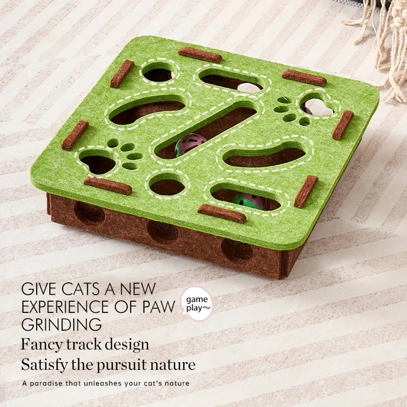 Interactive Cat Puzzle Toy Felt Toy Box with Maze Tunnel Bell Ball Indoor Entertainment Cat Toy Beauty World Shop