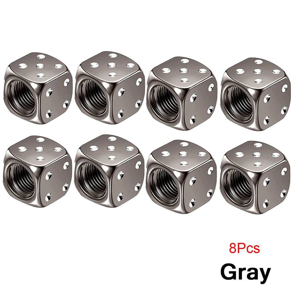 Aluminum Dice Tire Valve Caps Dustproof Car Truck Motocycle Bike Dice Wheel Stem Tyre Tire Wheel Stem Air Valve Dust Cap Cover Beauty World Shop