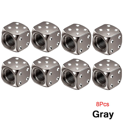 Aluminum Dice Tire Valve Caps Dustproof Car Truck Motocycle Bike Dice Wheel Stem Tyre Tire Wheel Stem Air Valve Dust Cap Cover Beauty World Shop