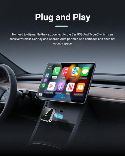 XUDA 2 in1 Wired to Wireless CarPlay Android Auto Adapter for OEM Car Stereo With USB Dongle Smart Mini Box Plug and Play Blueto Beauty World Shop