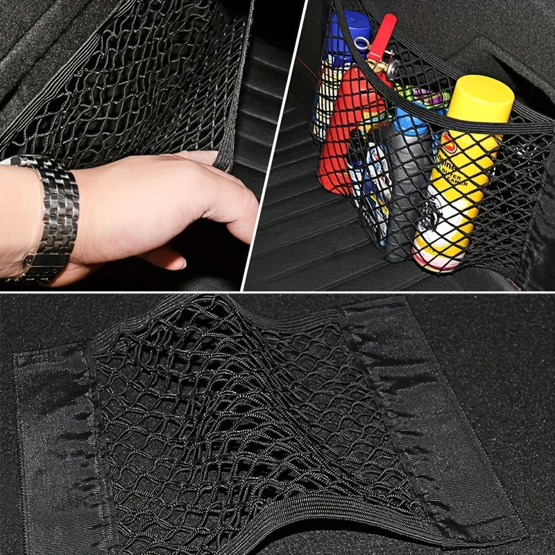 Universal Car Storage Bag Double Mesh Trunk Storage Net Car Built-in Storage Bag Car Fire Extinguisher Fixed Net Anti-Slip Beauty World Shop