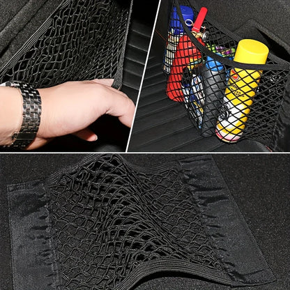 Universal Car Storage Bag Double Mesh Trunk Storage Net Car Built-in Storage Bag Car Fire Extinguisher Fixed Net Anti-Slip Beauty World Shop