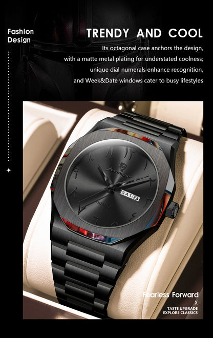 POEDAGAR Original Luxury Men's Watch Waterproof Week Date Fashion Men Wristwatch Quartz Stainless Steel Man Watches Reloj Hombre Beauty World Shop
