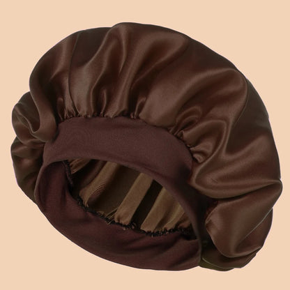 1pc Women's Solid Color Satin Wide-Brimmed Shower Cap, Suitable For Daily Use Silk Bonnet Satin Bonnet Beauty World Shop