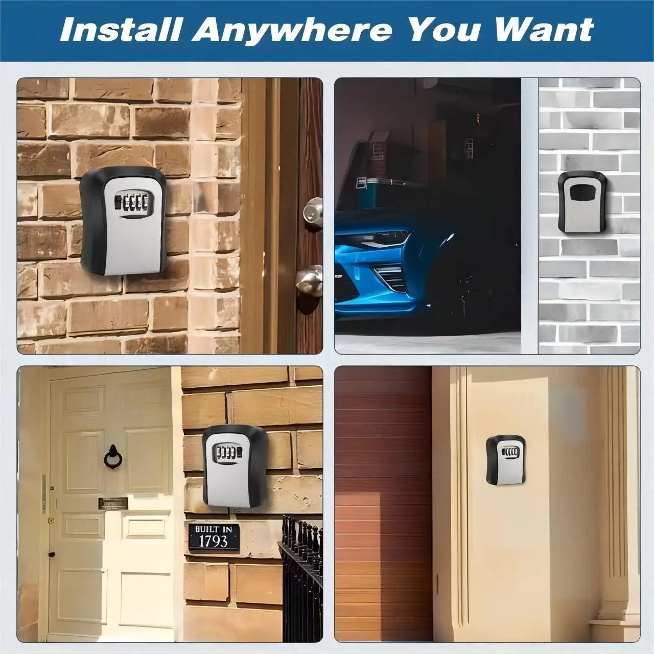 HEE RAK Key Lock Box 4 Digit Password ABS Metal Dial Storage Management Anti-theft Wall Mounted Large Space Safe Box Beauty Trend Shop