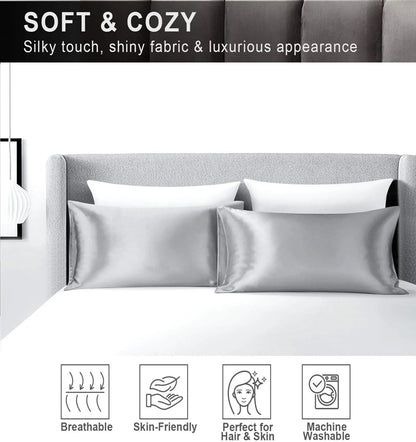JuwenSilk silky stain pillowcase silky pillowcase natural silk pillowcase mulberry silk pillow case standard queen k Beauty World Shop