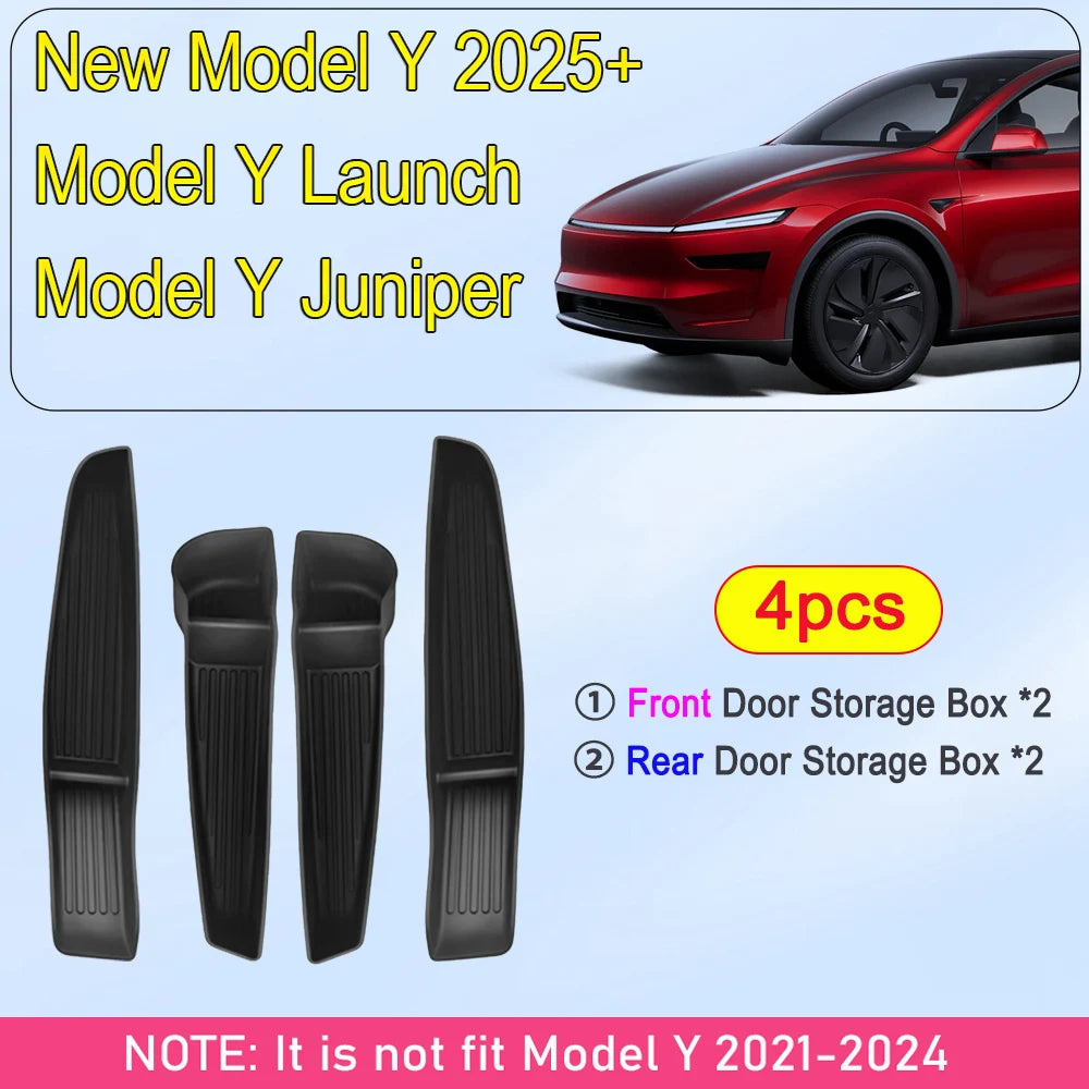 Door Side Storage Box Front Rear Door Handle Armrest Tray Organizer for Tesla Model 3 and Model Y Juniper 2025 Car Accessories Beauty World Shop