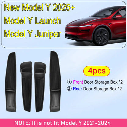 Door Side Storage Box Front Rear Door Handle Armrest Tray Organizer for Tesla Model 3 and Model Y Juniper 2025 Car Accessories Beauty World Shop