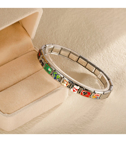 Hapiship 2024 New Fashions Colors Romantic Heart Poker Charm Links Fit 9mm Bracelet Stainless Steel Making DIY Jewelry DJ736-B Beauty World Shop