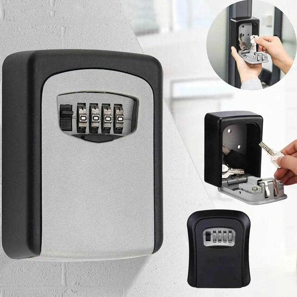 HEE RAK Key Lock Box 4 Digit Password ABS Metal Dial Storage Management Anti-theft Wall Mounted Large Space Safe Box Beauty Trend Shop