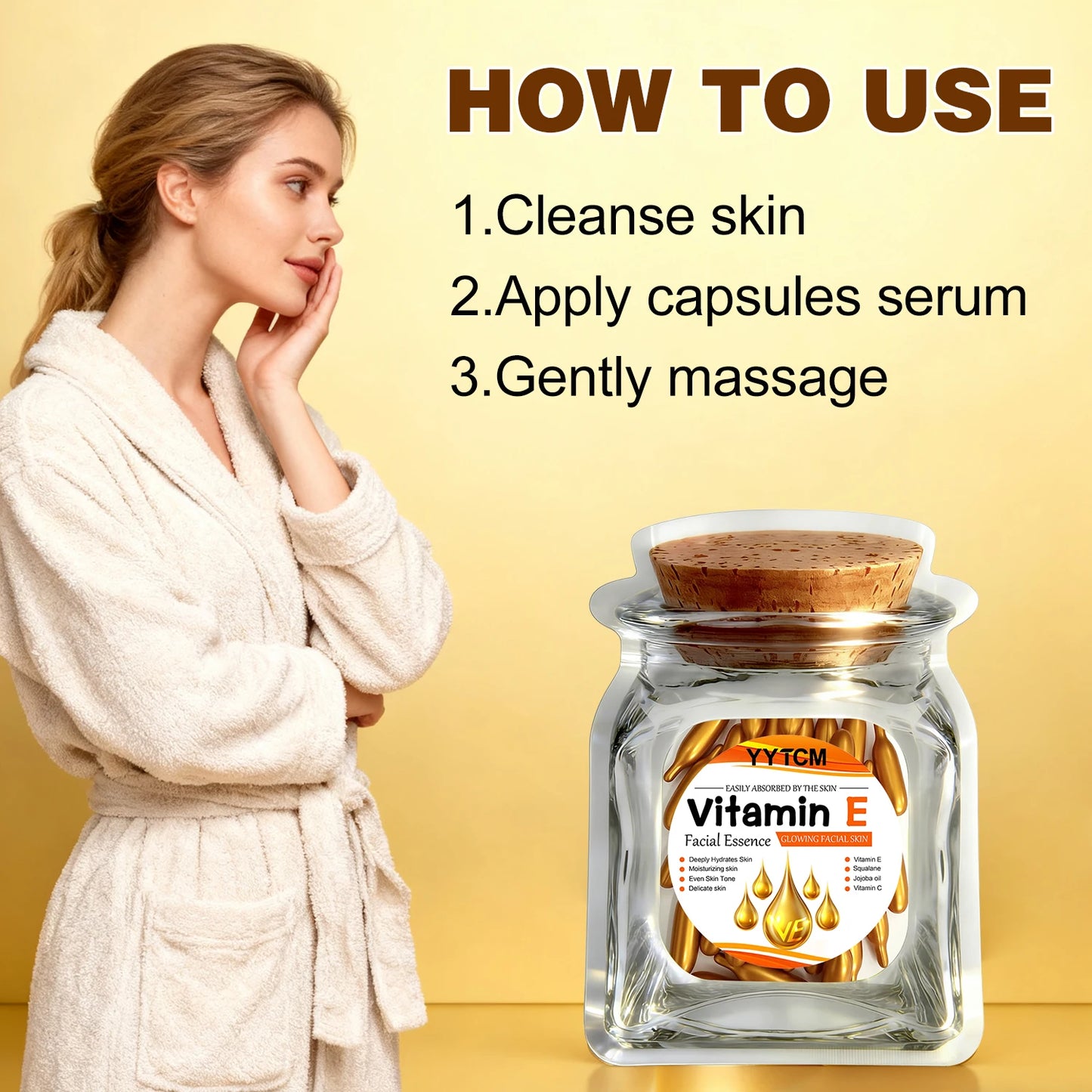 Vitamin E Deep Moisturizing Capsule Essence–Hydrates Smooths Skin. Formulated Squalane Vitamin 18/30/48/60/90/180 Capsules Beauty World Shop
