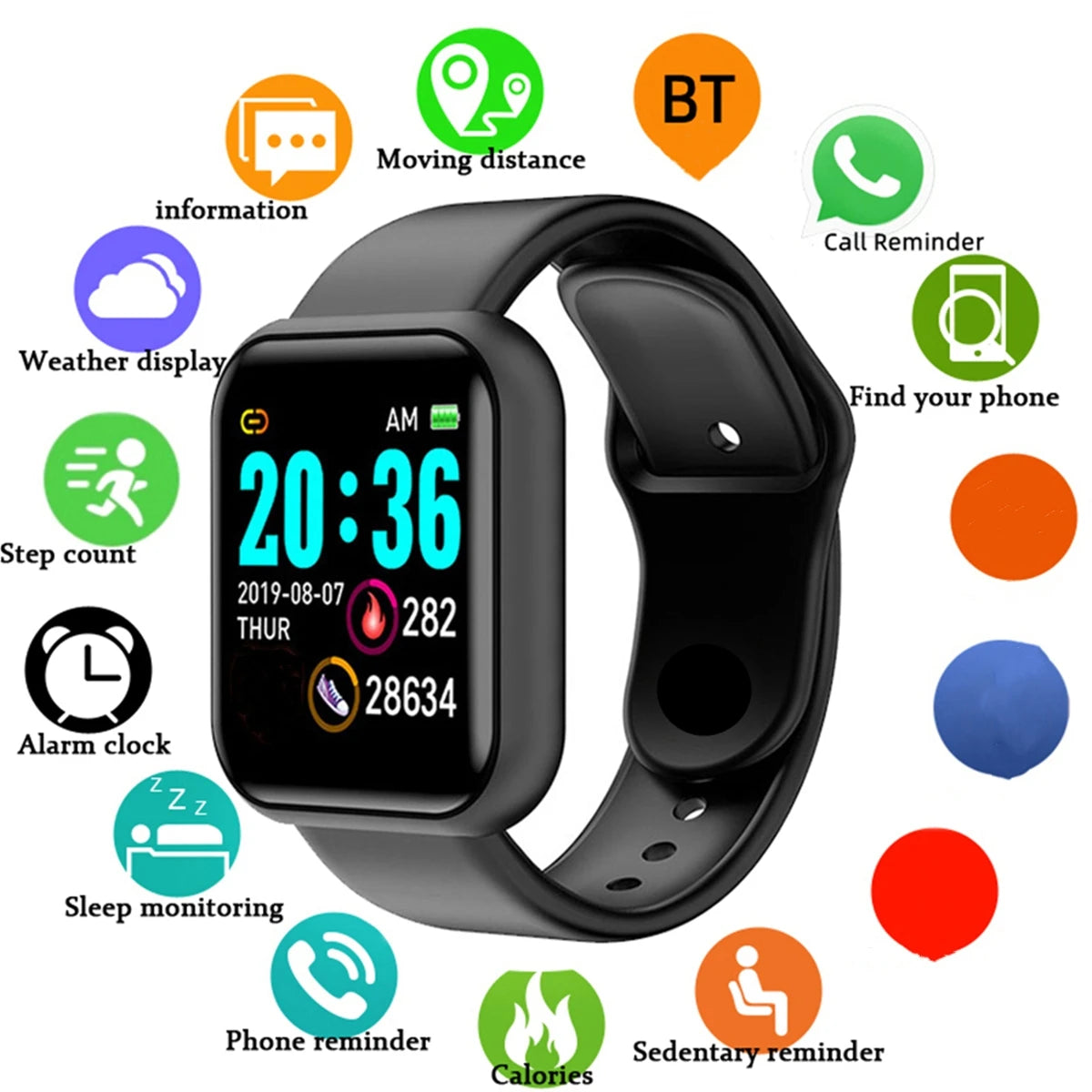 Smartwatch Men Women Wristwatches Smart Watch Message Fitness Monitor Bracelet Birthday Gift Electronic Clock For Android IOS Beauty World Shop