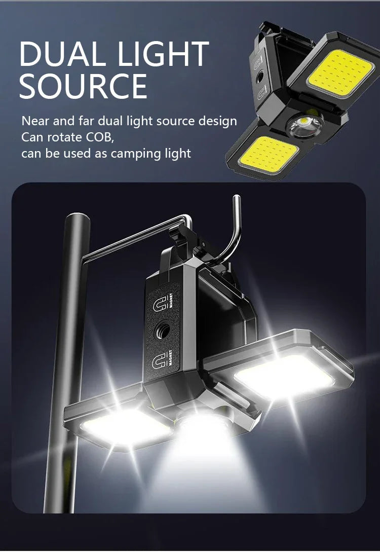 XPE Pocket Work Light 1000LM COB LED Mini Keychain Light USB Rechargeable Flashlight IPX4 Waterproof for Outdoor Camping Hiking Beauty Fashion