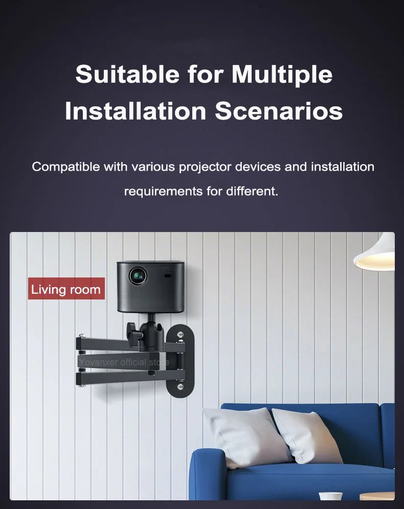 Foldable Wall Mount Projector Bracket Aluminum Alloy Retractable Durable Devices Holder for Home Bedside Hotel Office Beauty World Shop
