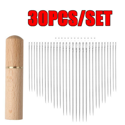 30pcs Blind Sewing Needle Elderly Stainless Steel Quick Automatic Self-Threading Needle Stitching Pins DIY Punch Needle Threader Beauty World Shop