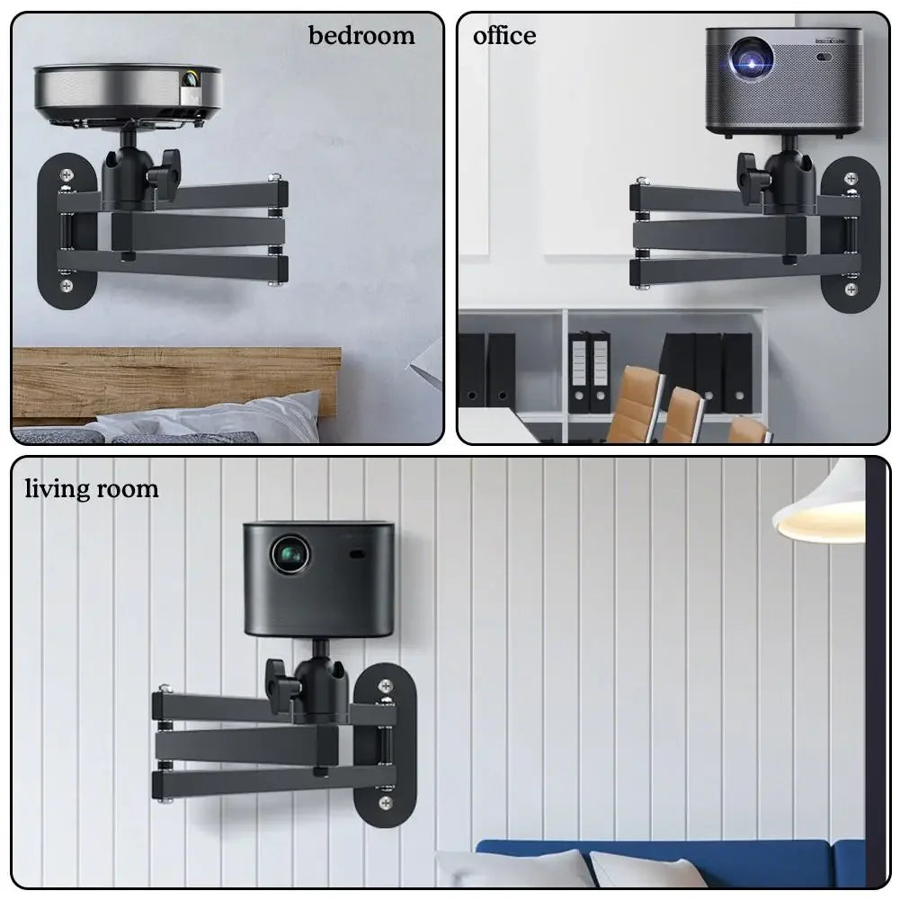 Foldable Wall Mount Projector Bracket Aluminum Alloy Retractable Durable Devices Holder for Home Bedside Hotel Office Beauty World Shop