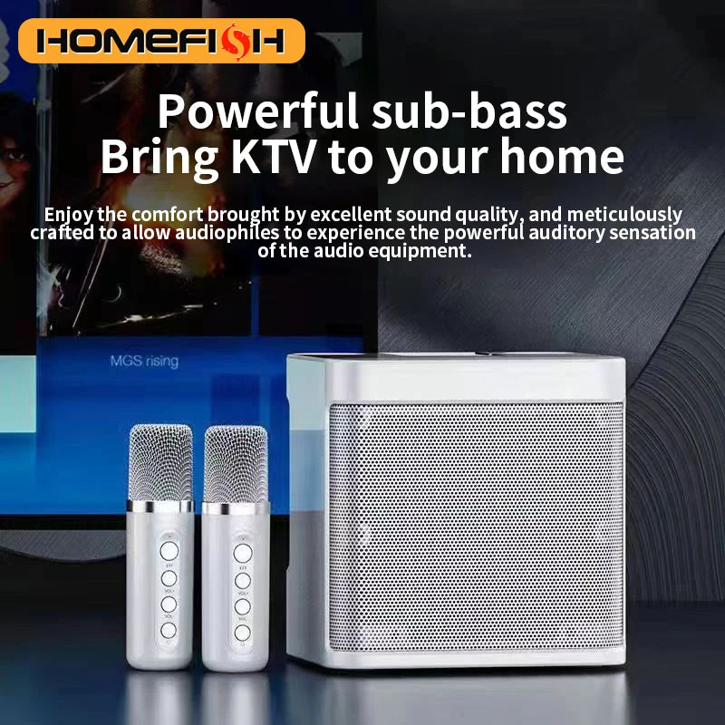 YS203 Portable Bluetooth Speaker, dual-microphone wireless Karaoke all-in-one machine, outdoor family party Bluetooth speaker