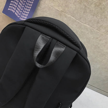 Large Capacity Solid Color Student Backpack Junior and High School Simple Black Travel Backpack Beauty World Shop