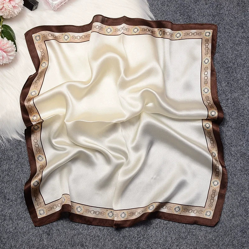 53cm Silk Printed Hijab Scarf for Women Silk Floral Print Small Scarf Fashionable and Versatile Scarf Neck Protector Hijab Beauty World Shop