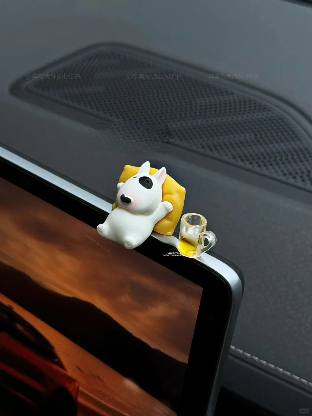 Bull Terrier Universal Car Accessories Interior Adorable Dashboard Figurine with Relaxed Pose Ornament for Tesla BMW Hyundai KIA Beauty World Shop