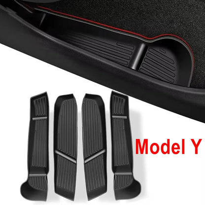 Car Door Side Storage Box for 2025 2026 Model 3 Y Juniper Door Organizer Tray Accessories Slot Pockets Insert Protector Mats Pad Beauty World Shop