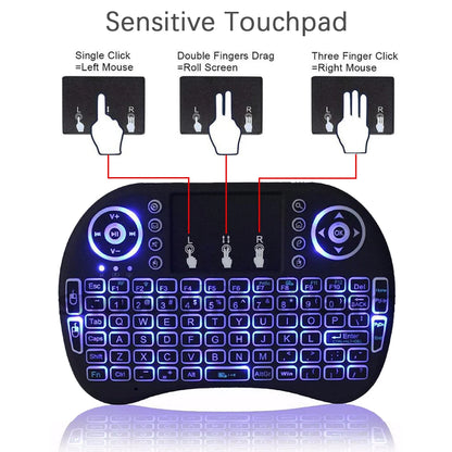 2.4G Air Mouse with Touchpad Keyboard i8 Arabic French Spanish Russian Backlit Mini Wireless Keyboard for PC Android TV Box Beauty World Shop