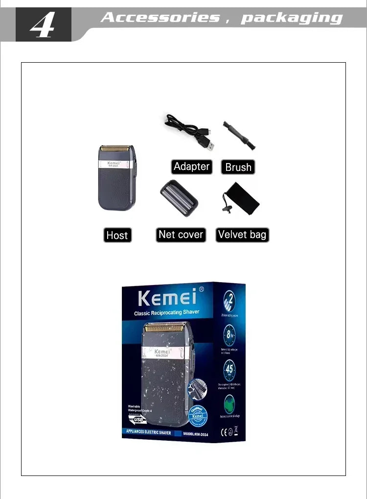 Kemei KM-2628 KM-678 KM-2024 USB Rechargeable Hair Clipper Professional Cordless Men Hair Trimmer Men's Hair Cutting Machine Beauty Trend Shop