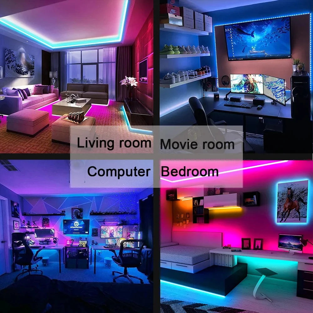 Bluetooth LED Strip Lights Smart SMD 5050 APP Remote Control Flexible Ribbon Diode Lamp Tape TV Backlights Game Room Home Decor Beauty Fashion