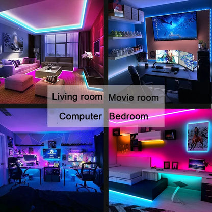 Bluetooth LED Strip Lights Smart SMD 5050 APP Remote Control Flexible Ribbon Diode Lamp Tape TV Backlights Game Room Home Decor Beauty Fashion